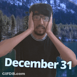 A Man With Glasses Is Covering His Face With His Hands And The Date December 31 GIF
