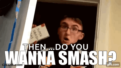 A Man With Glasses Is Holding A Piece Of Paper That Says Super Smash Bros . GIF