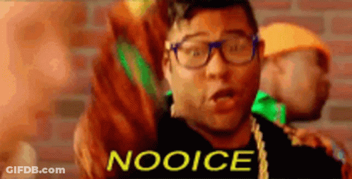 A Man With Glasses Is Standing In Front Of A Brick Wall And Says Nooice GIF