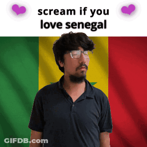 A Man With Glasses Is Standing In Front Of A Senegal Flag GIF