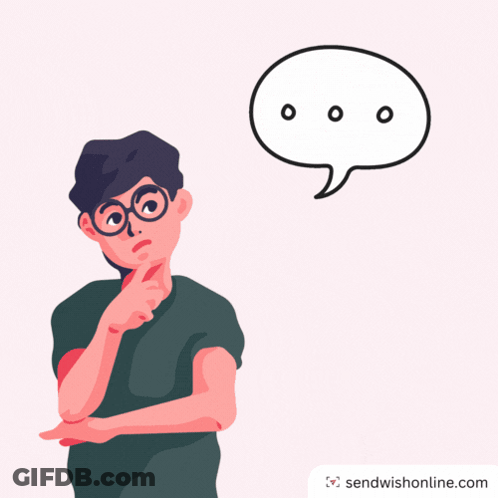 A Man With Glasses Is Thinking With A Speech Bubble Above Him GIF