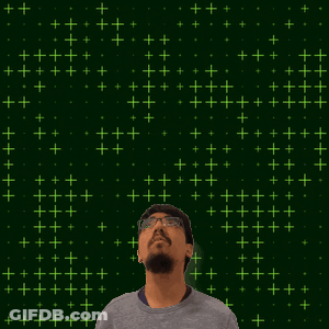 A Man With Glasses Looks Up At The Number 18 On A Green Background GIF