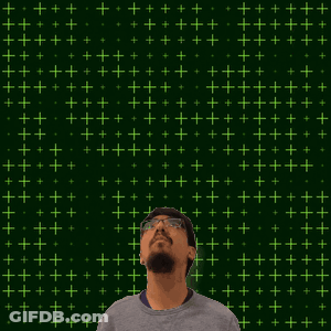 A Man With Glasses Looks Up At The Number 19 GIF
