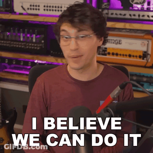 A Man With Glasses Says I Believe We Can Do It In Front Of A Microphone GIF