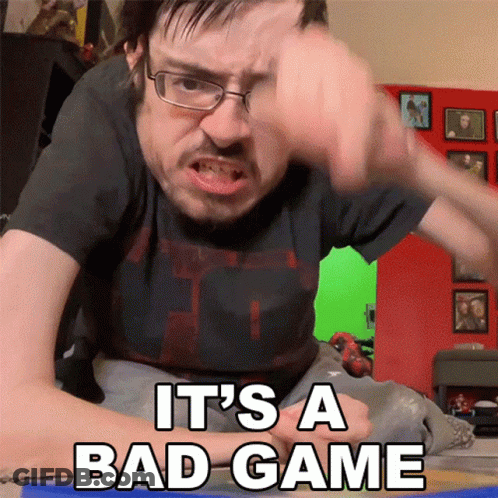 A Man With Glasses Says It 'S A Bad Game With His Fist In The Air GIF