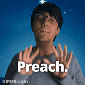 A Man With Glasses Says Preach With His Hands In Front Of Him GIF