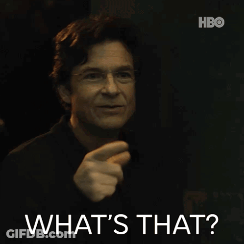 A Man With Glasses Says " What 'S That " While Pointing At Something GIF