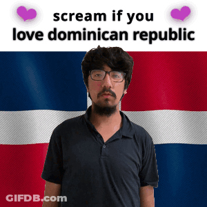 A Man With Glasses Stands In Front Of A Dominican Republic Flag And Says " Scream If You Love Dominican Republic " GIF