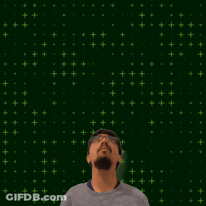 A Man With Glasses Stands In Front Of A Green Background That Says 8 15 GIF