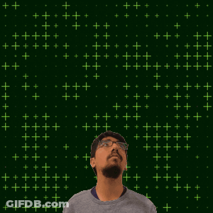 A Man With Glasses Stands In Front Of A Green Background With A Yellow Number 8 GIF
