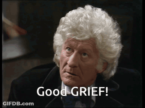A Man With Gray Hair Says " Good Grief " GIF