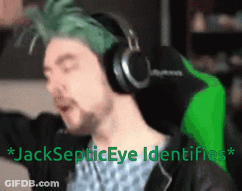 A Man With Green Hair Is Wearing Headphones And The Words Jacksepticeye Identifies Are Visible GIF