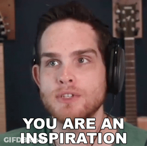 A Man With Headphones On Says You Are An Inspiration GIF