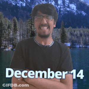 A Man With His Arms Crossed And The Date December 14 On The Bottom GIF
