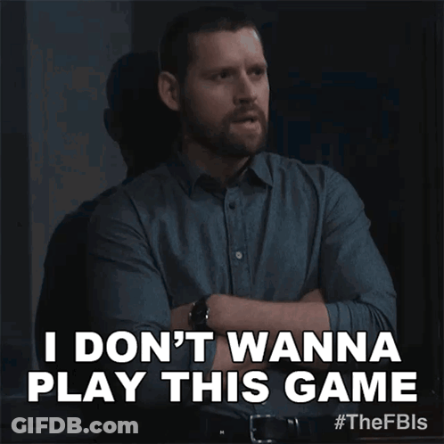 Man With Crossed Arms Saying I Don't Want To Play GIF