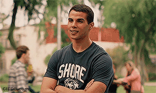 A Man With His Arms Crossed Wearing A Shore Shirt GIF