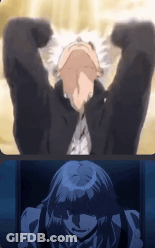A Man With His Arms Outstretched And A Woman With A Shadow On Her Face GIF