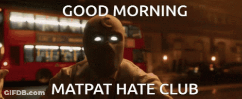 A Man With His Arms Outstretched And The Words Good Morning Matpat Hate Club Below Him GIF
