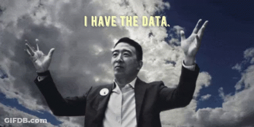 A Man With His Arms Outstretched And The Words I Have The Data GIF