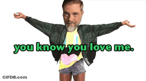 A Man With His Arms Outstretched And The Words " You Know You Love Me " GIF