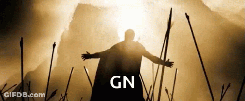 A Man With His Arms Outstretched Is Surrounded By Arrows And The Word Gn Is On The Bottom GIF