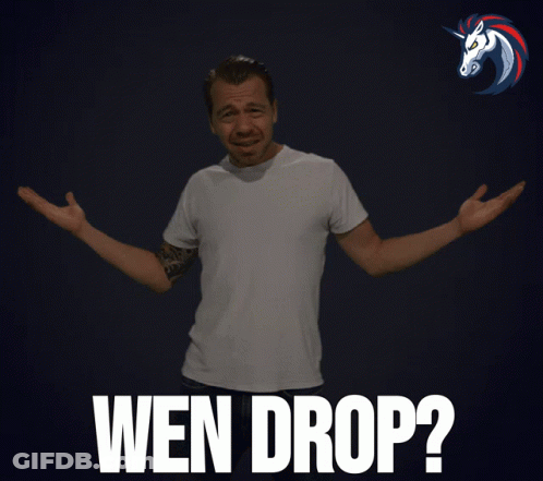 A Man With His Arms Outstretched With The Words Wen Drop Written Below Him GIF