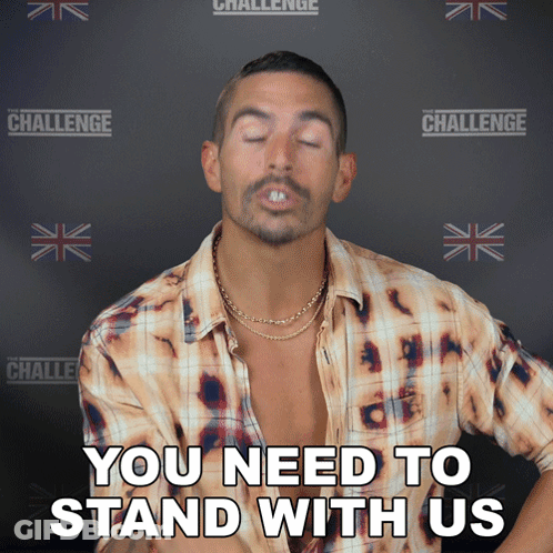A Man With His Eyes Closed And A Challenge Logo Behind Him GIF