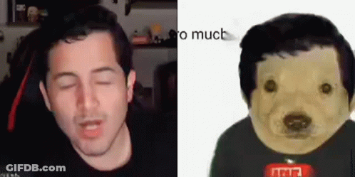 A Man With His Eyes Closed And A Picture Of A Teddy Bear With His Eyes Closed . GIF