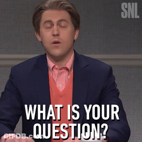 Man With Eyes Closed And SNL Logo Asking Question GIF
