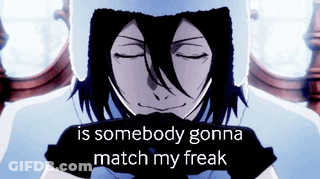 A Man With His Eyes Closed And The Words Is Somebody Gonna Match My Freak GIF