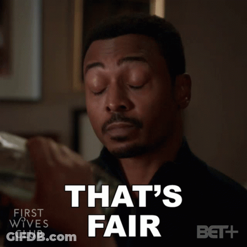 A Man With His Eyes Closed And The Words That 'S Fair On The Bottom GIF