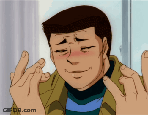 A Man With His Eyes Closed Is Making A Funny Face With His Hands GIF