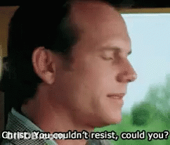 A Man With His Eyes Closed Says Christ You Couldn T Resist Could You GIF