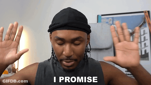 A Man With His Eyes Closed Says I Promise With His Hands Outstretched GIF
