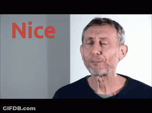 A Man With His Eyes Closed Says Nice In Red GIF