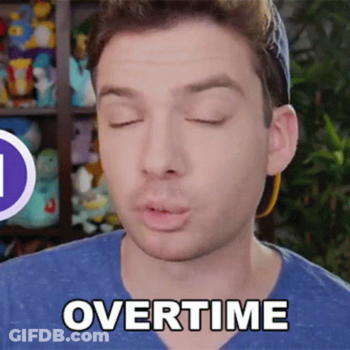 A Man With His Eyes Closed Says Overtime GIF