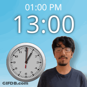 A Man With His Eyes Closed Stands In Front Of A Clock That Reads 1:00 Pm GIF