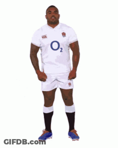 A Man With His Fist In The Air Is Wearing An England Jersey GIF