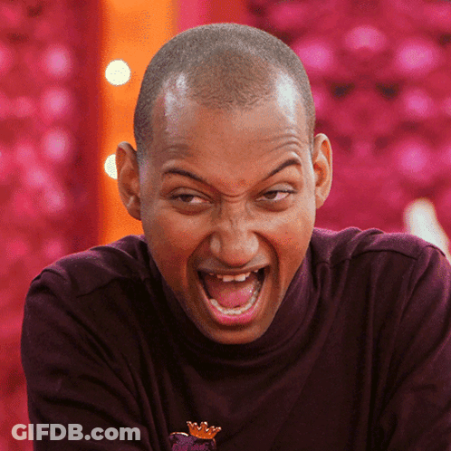 Man With Purple Shirt And Crown Open Mouth GIF