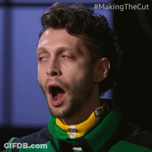 A Man With His Mouth Open And #Making The Cut Written On The Bottom GIF