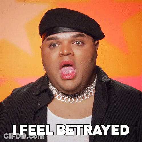 A Man With His Mouth Open And The Words I Feel Betrayed Behind Him GIF