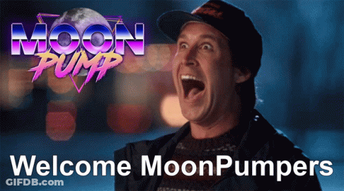 A Man With His Mouth Open Is Standing In Front Of A Poster For Moon Pump GIF