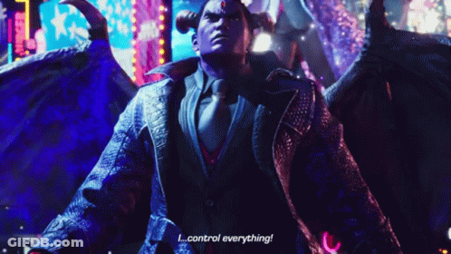 A Man With Horns And Wings Says I Control Everything GIF