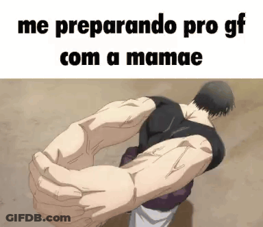 A Man With Huge Muscles Is Holding Another Man 'S Arm In A Meme . GIF