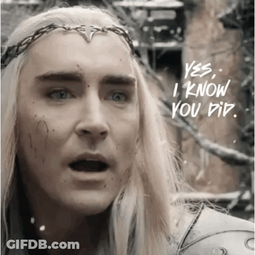 A Man With Long Blonde Hair And A Crown On His Head Says " Yes I Know You Did " GIF