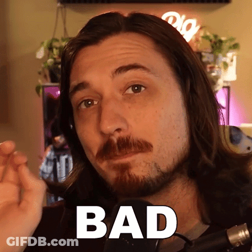 Man With Long Hair And Beard With Bad Written On Face GIF