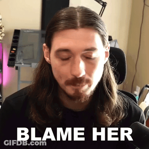 Long Hair Beard Man With Blame Her On His Face GIF