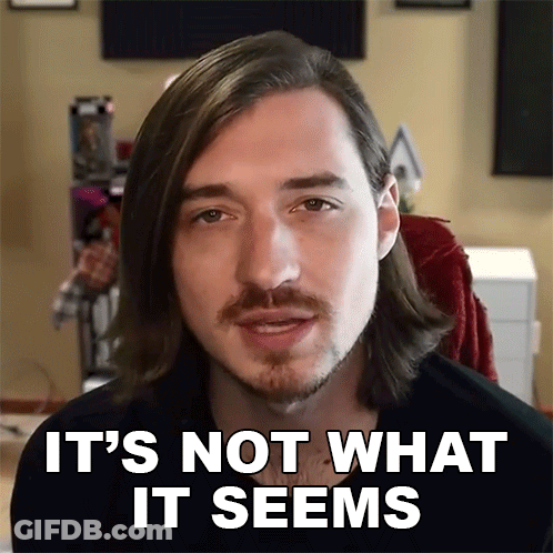 A Man With Long Hair And A Beard Has The Words " It 'S Not What It Seems " On His Face GIF