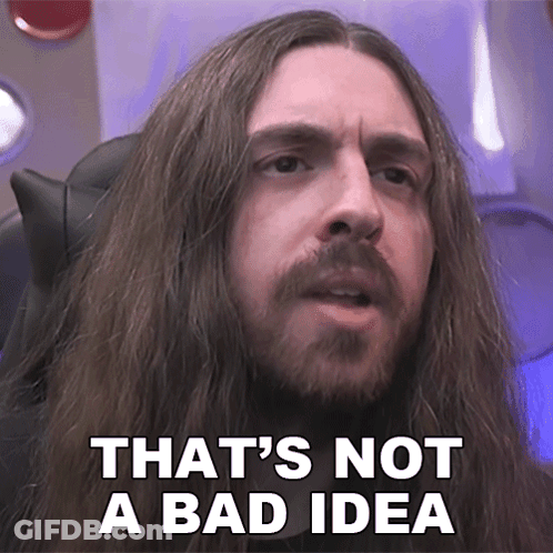 A Man With Long Hair And A Beard Has The Words That 'S Not A Bad Idea On His Face GIF