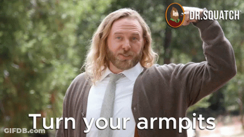 A Man With Long Hair And A Beard Has The Words Turn Your Armpits On The Bottom GIF